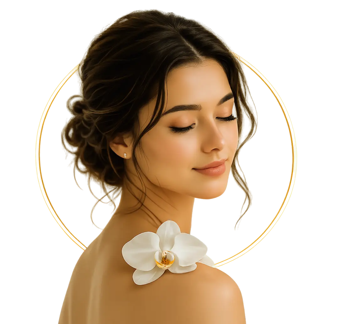 Serene beauty with golden halo, T Nail Spa & Lashes